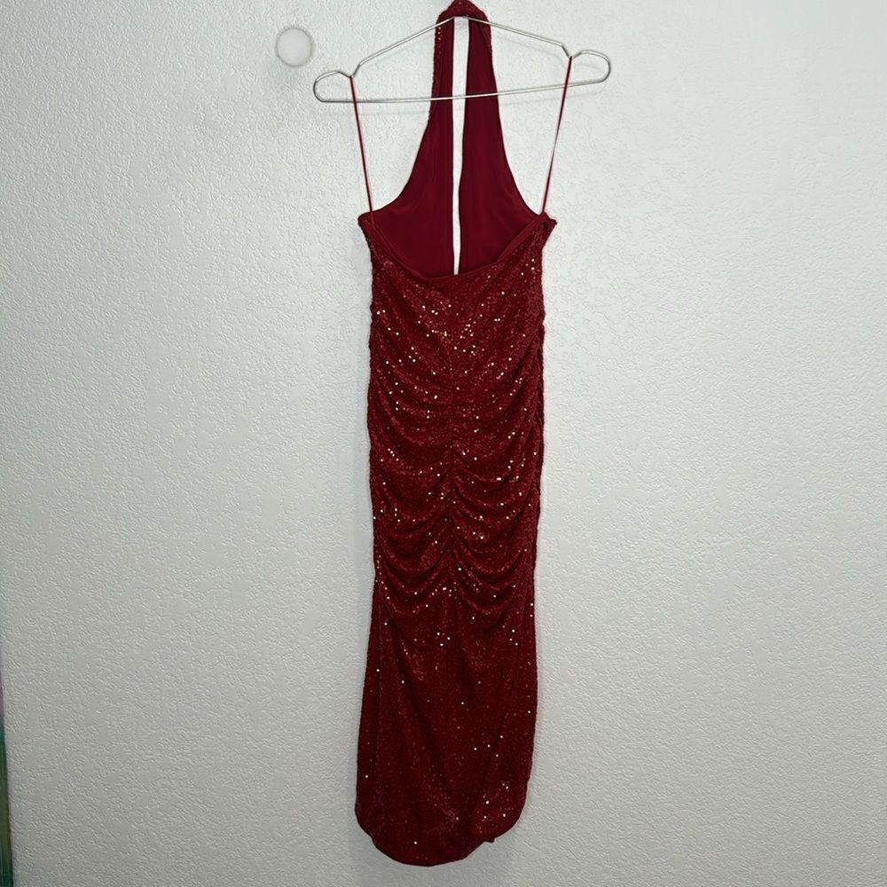 NWT Susana Monaco Sequin V-Neck Halter Dress in Berries Small - Picture 7 of 14